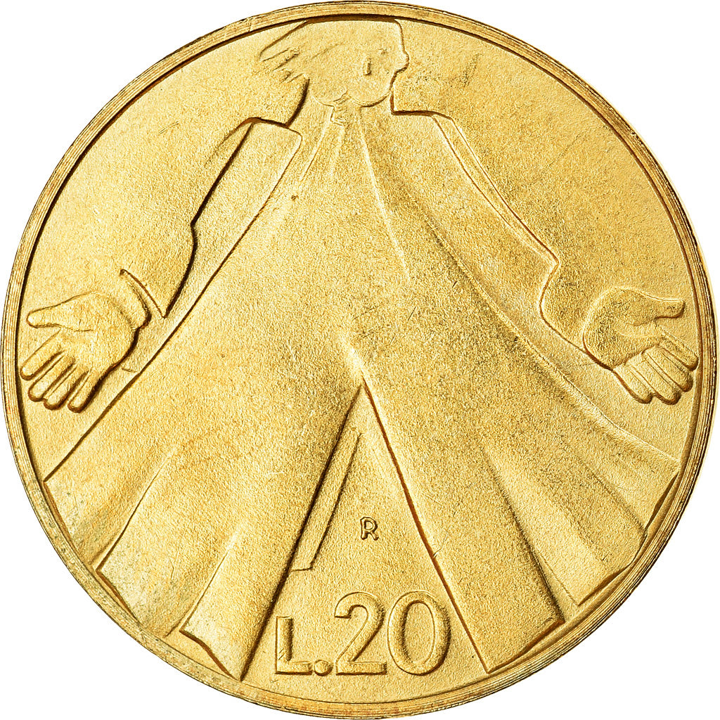 Coin, San Marino, 20 Lire, 1990, Rome, AU(55-58), Aluminum-Bronze, KM:252