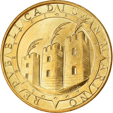 Coin, San Marino, 20 Lire, 1992, Rome, MS(63), Aluminum-Bronze, KM:282