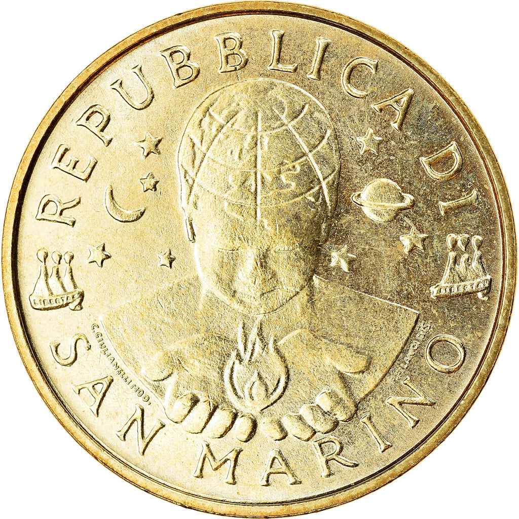 Coin, San Marino, 20 Lire, 1999, MS(63), Aluminum-Bronze, KM:390