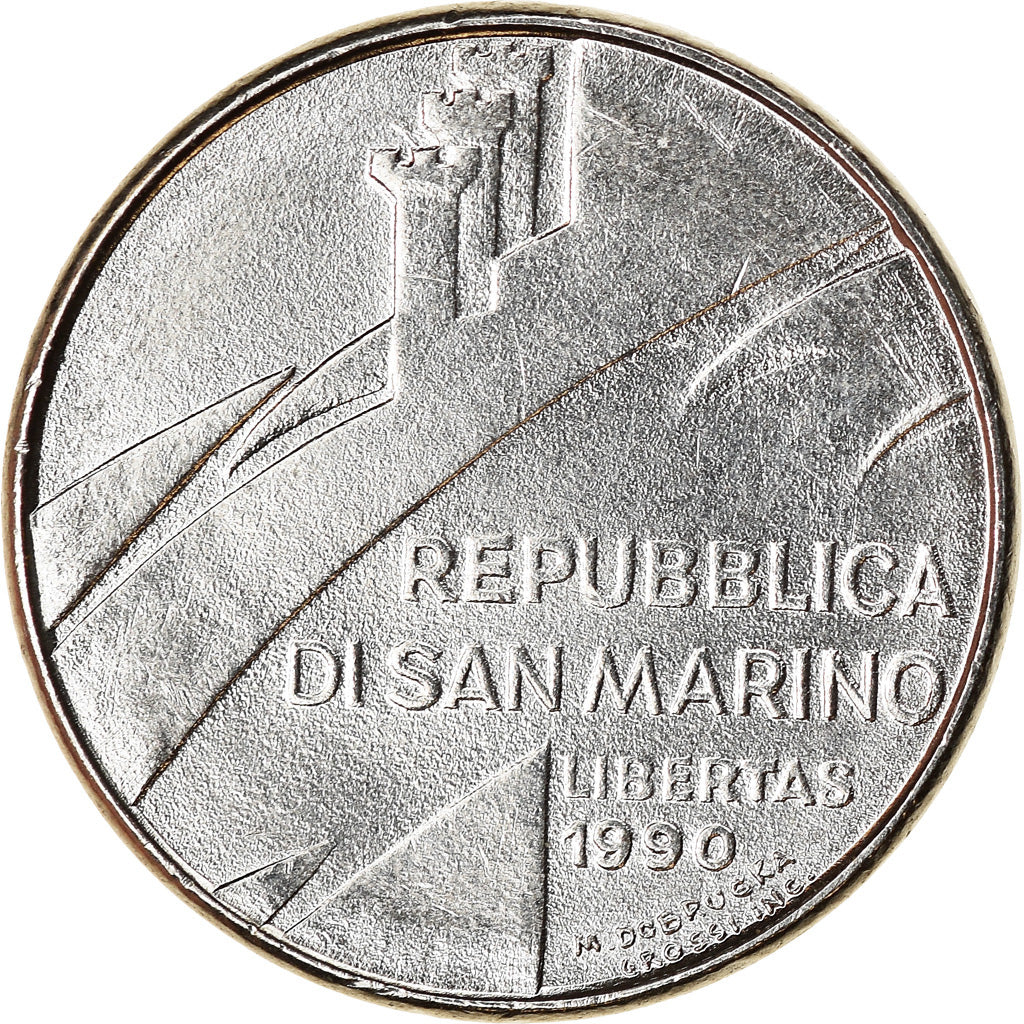 Coin, San Marino, 50 Lire, 1990, Rome, MS(63), Steel, KM:253