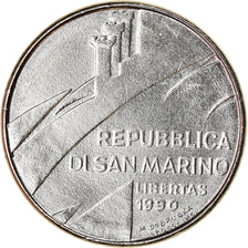 Coin, San Marino, 50 Lire, 1990, Rome, MS(63), Steel, KM:253