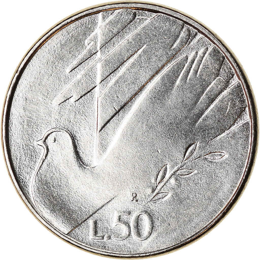 Coin, San Marino, 50 Lire, 1990, Rome, MS(63), Steel, KM:253