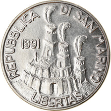 Coin, San Marino, 50 Lire, 1991, Rome, MS(63), Steel, KM:266