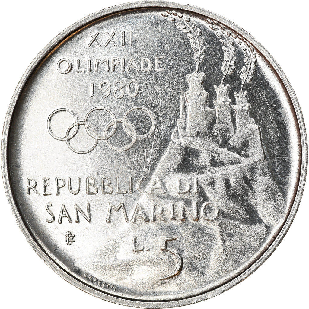 Munten, San Marino, 5 Lire, 1980, Rome, PR, Aluminium, KM:104