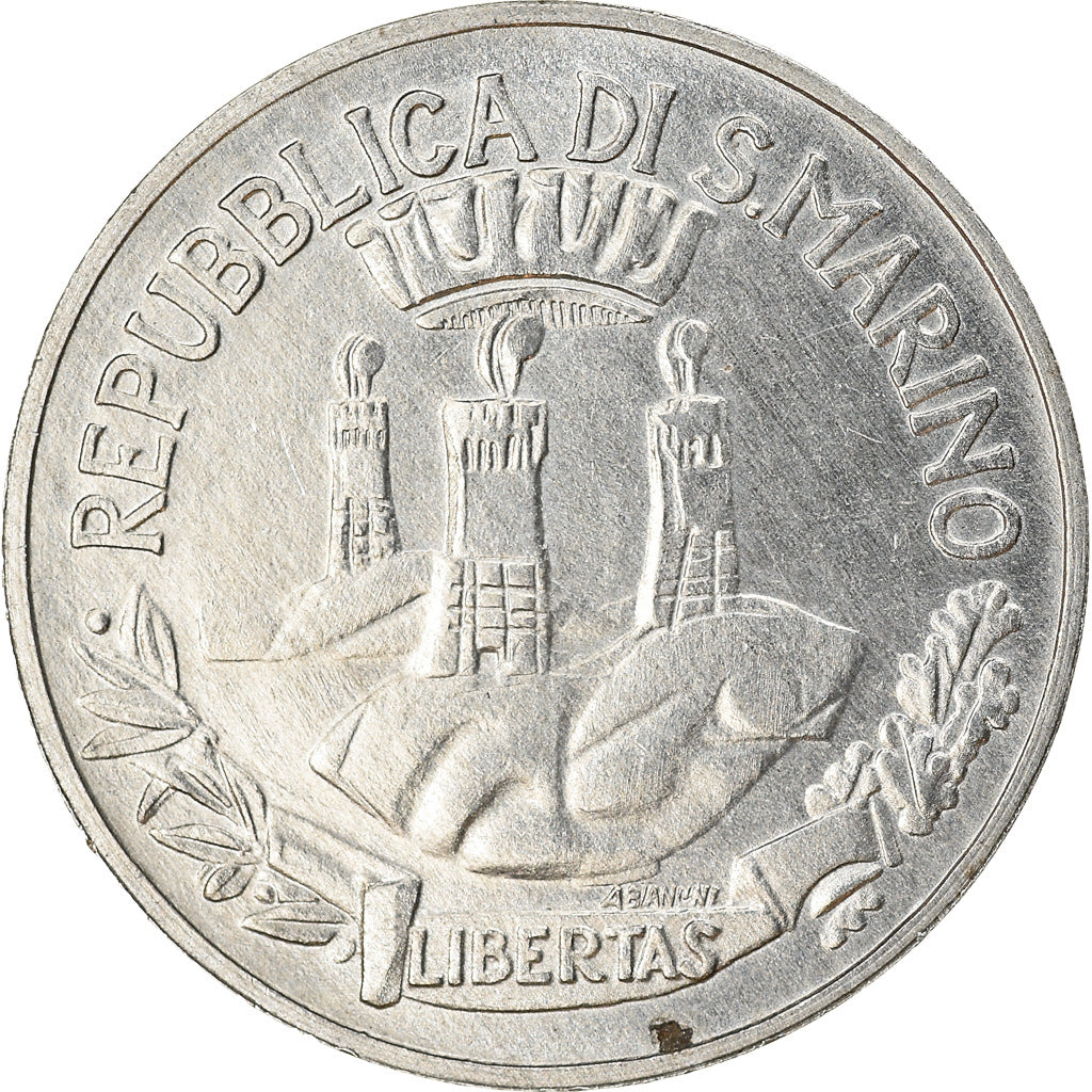 Moneta, San Marino, 5 Lire, 1982, Rome, AU(55-58), Aluminium, KM:133