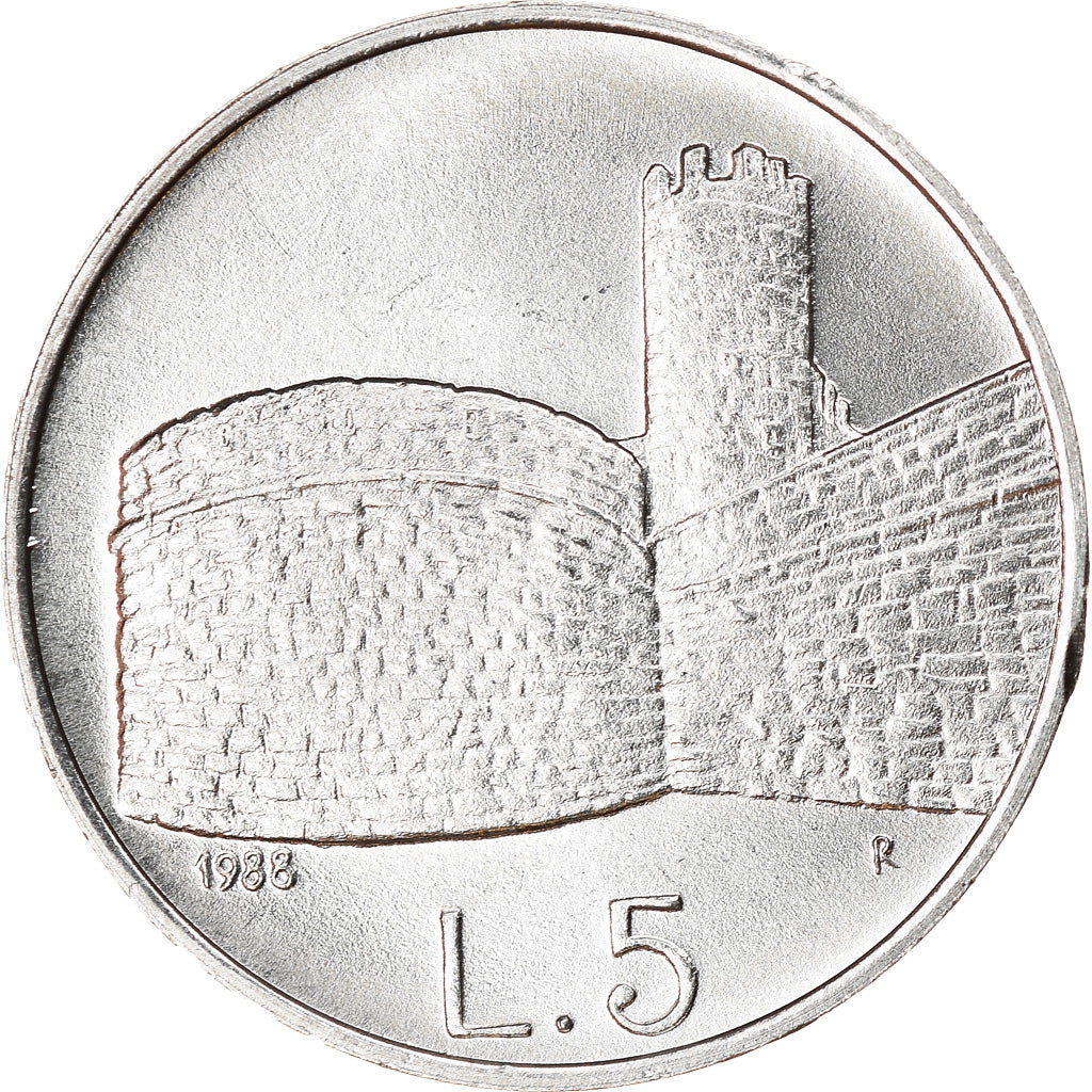 Coin, San Marino, 5 Lire, 1988, Rome, MS(63), Aluminum, KM:220