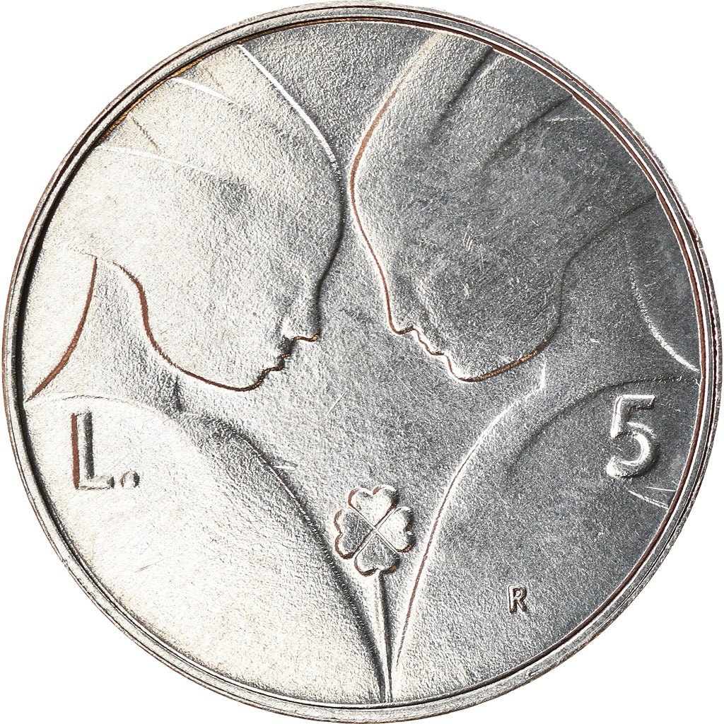 Coin, San Marino, 5 Lire, 1990, Rome, MS(63), Aluminum, KM:250