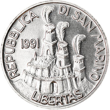 Coin, San Marino, 5 Lire, 1991, Rome, MS(63), Aluminum, KM:263