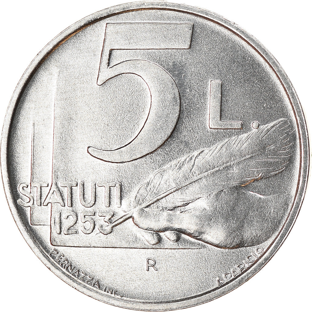 Coin, San Marino, 5 Lire, 1991, Rome, MS(63), Aluminum, KM:263