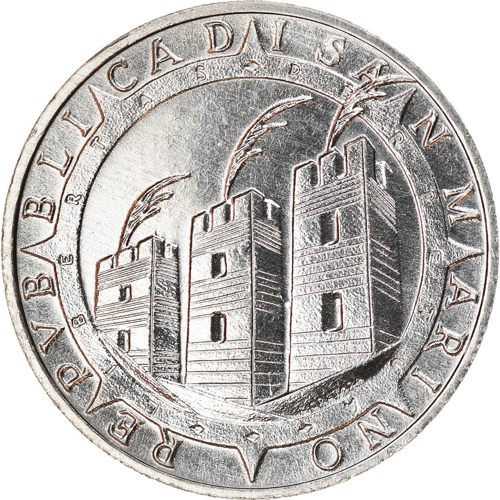 Coin, San Marino, 5 Lire, 1992, Rome, MS(63), Aluminum, KM:280