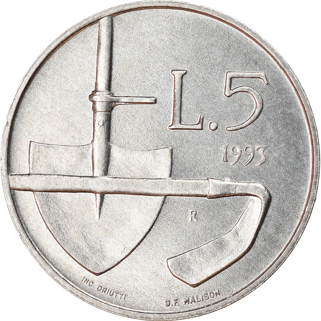 Monnaie, San Marino, 5 Lire, 1993, Rome, SUP, Aluminium, KM:295