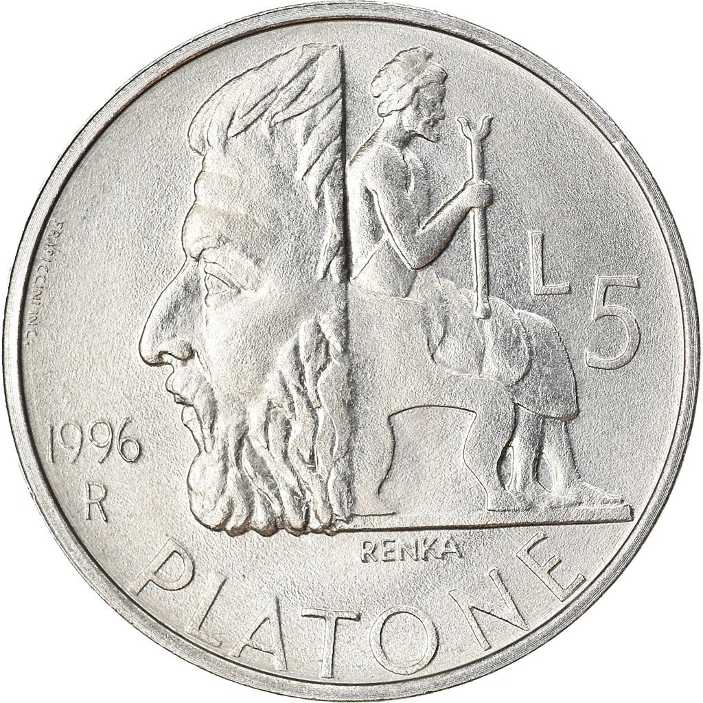 Coin, San Marino, 5 Lire, 1996, MS(63), Aluminum, KM:351