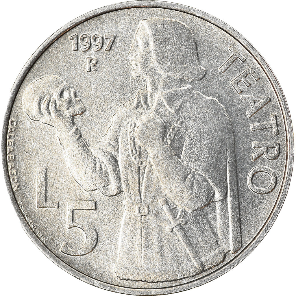 Coin, San Marino, 5 Lire, 1997, MS(63), Aluminum, KM:361