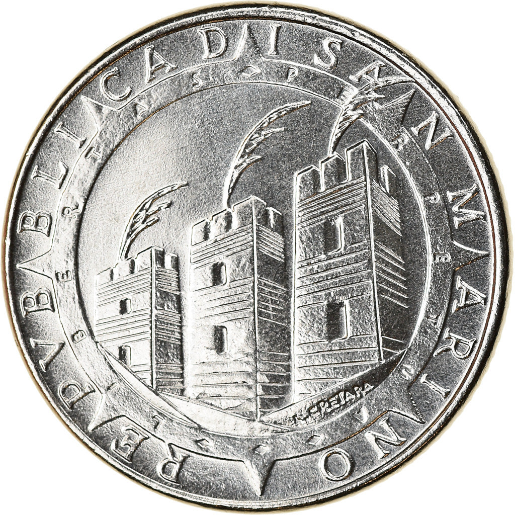 Coin, San Marino, 100 Lire, 1992, Rome, MS(63), Steel, KM:284