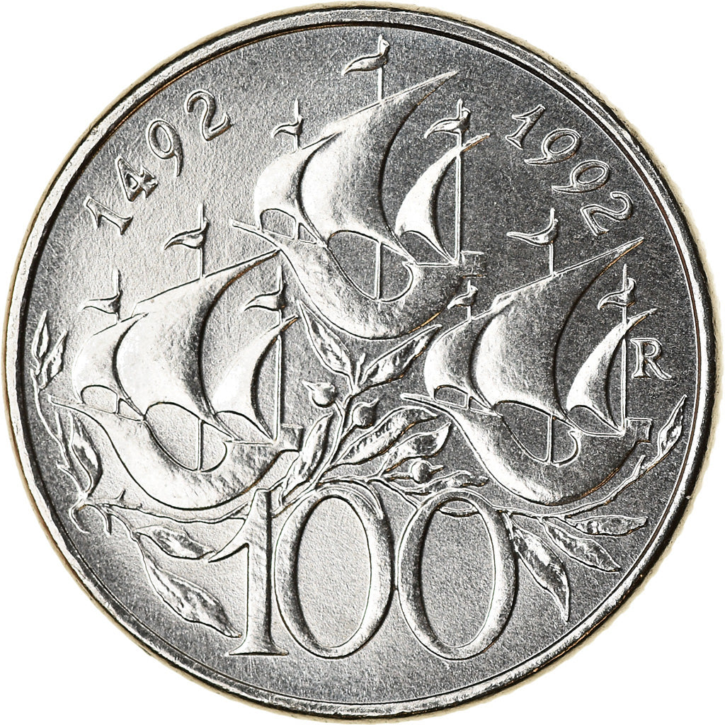 Coin, San Marino, 100 Lire, 1992, Rome, MS(63), Steel, KM:284
