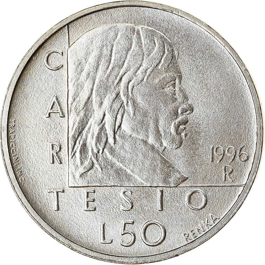 Moneta, San Marino, 50 Lire, 1996, SPL, Acciaio inossidabile, KM:354