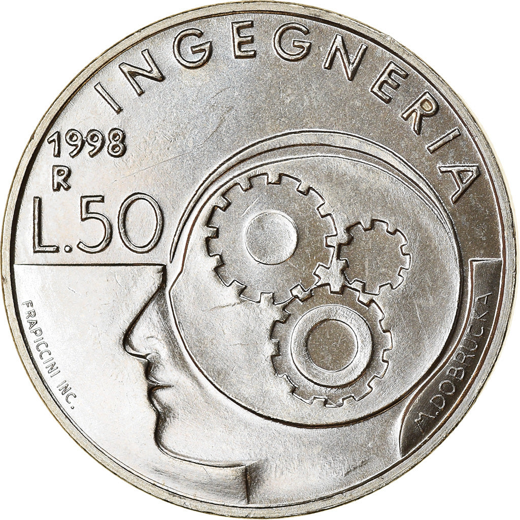 Coin, San Marino, 50 Lire, 1998, AU(55-58), Copper-nickel, KM:380