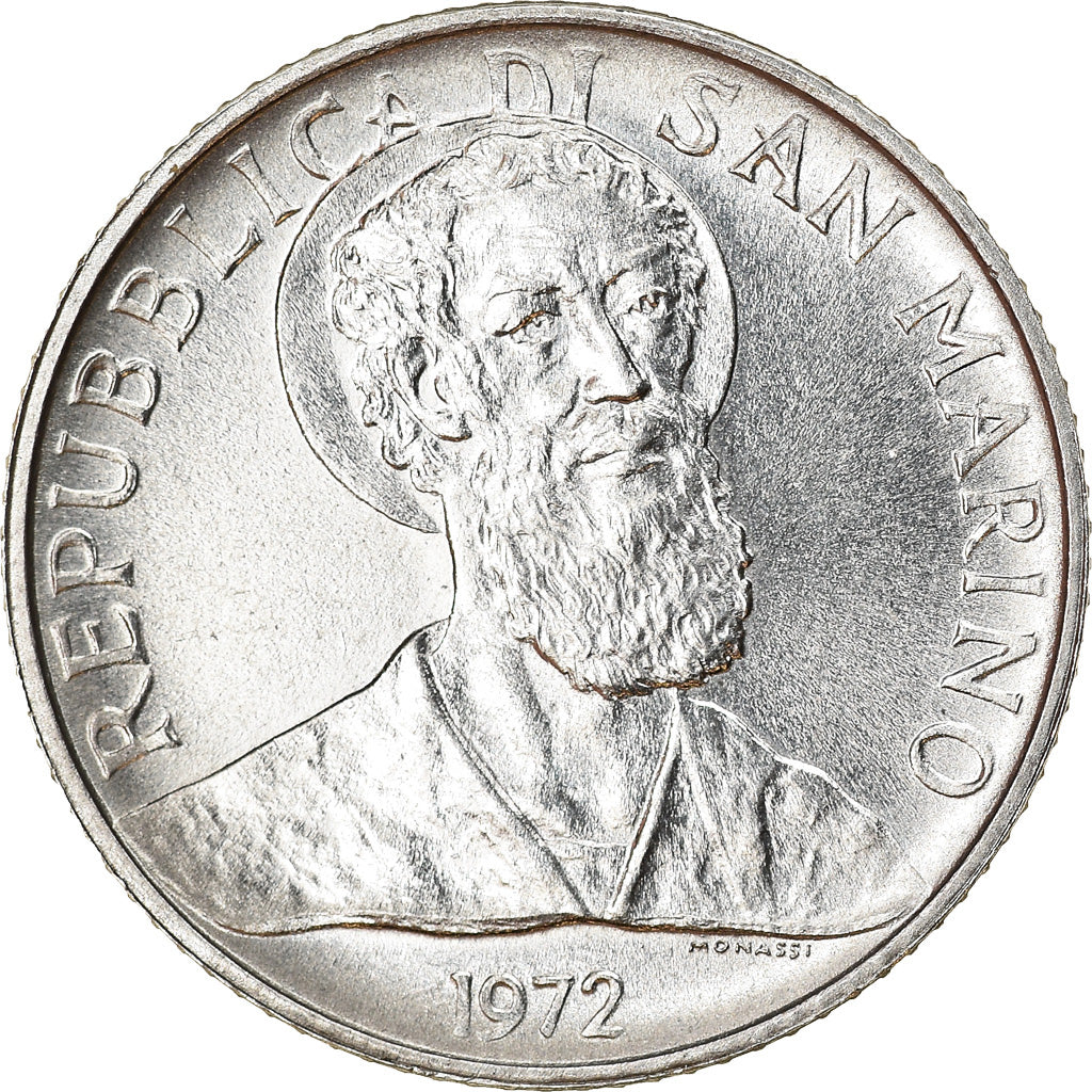 Coin, San Marino, 2 Lire, 1972, AU(55-58), Aluminum, KM:15
