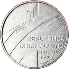 Coin, San Marino, 2 Lire, 1990, Rome, MS(63), Aluminum, KM:249