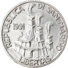 Coin, San Marino, 2 Lire, 1991, Rome, MS(63), Aluminum, KM:262