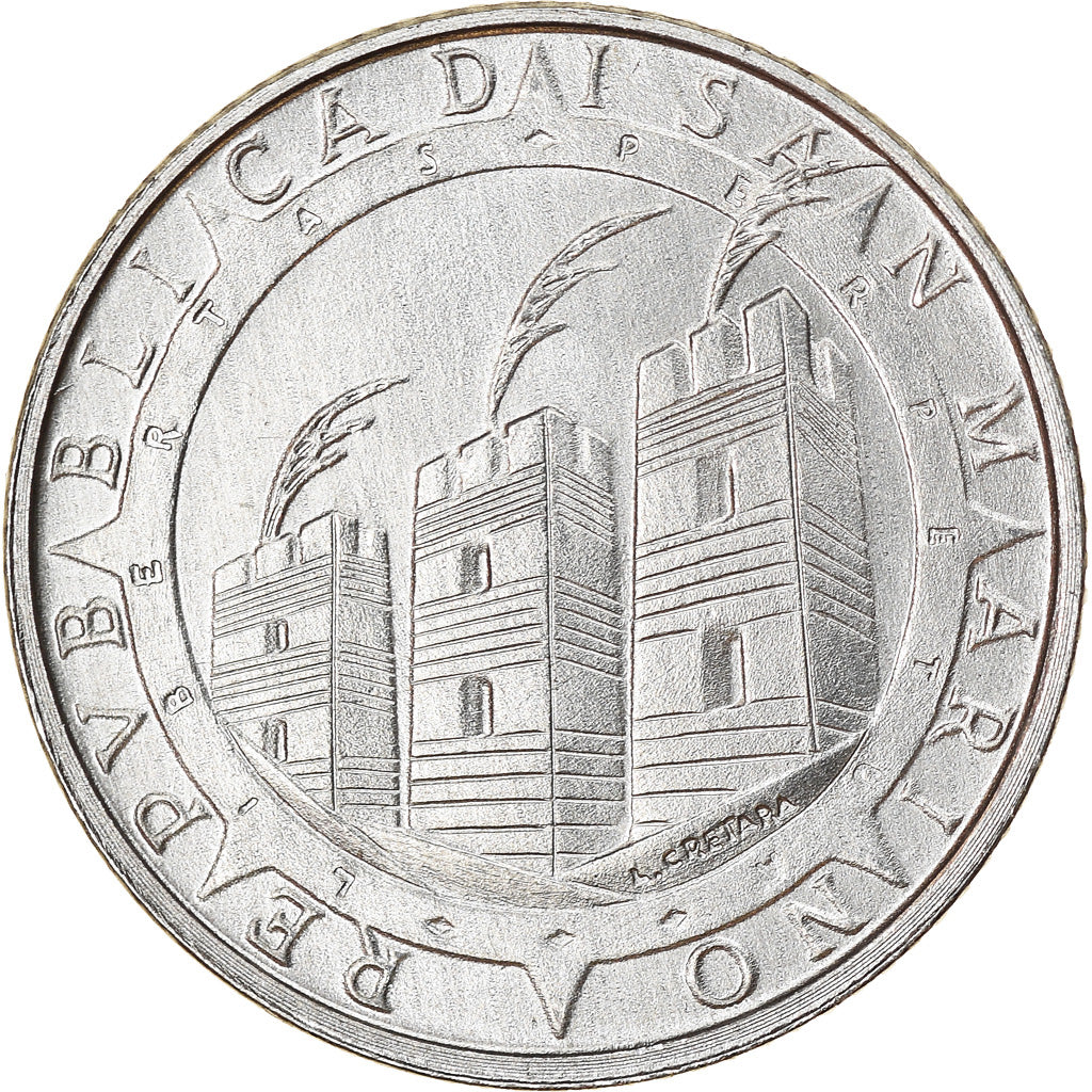 Coin, San Marino, 2 Lire, 1992, Rome, AU(55-58), Aluminum, KM:279
