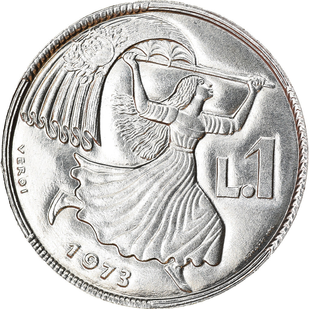Coin, San Marino, Lira, 1973, AU(55-58), Aluminum, KM:22