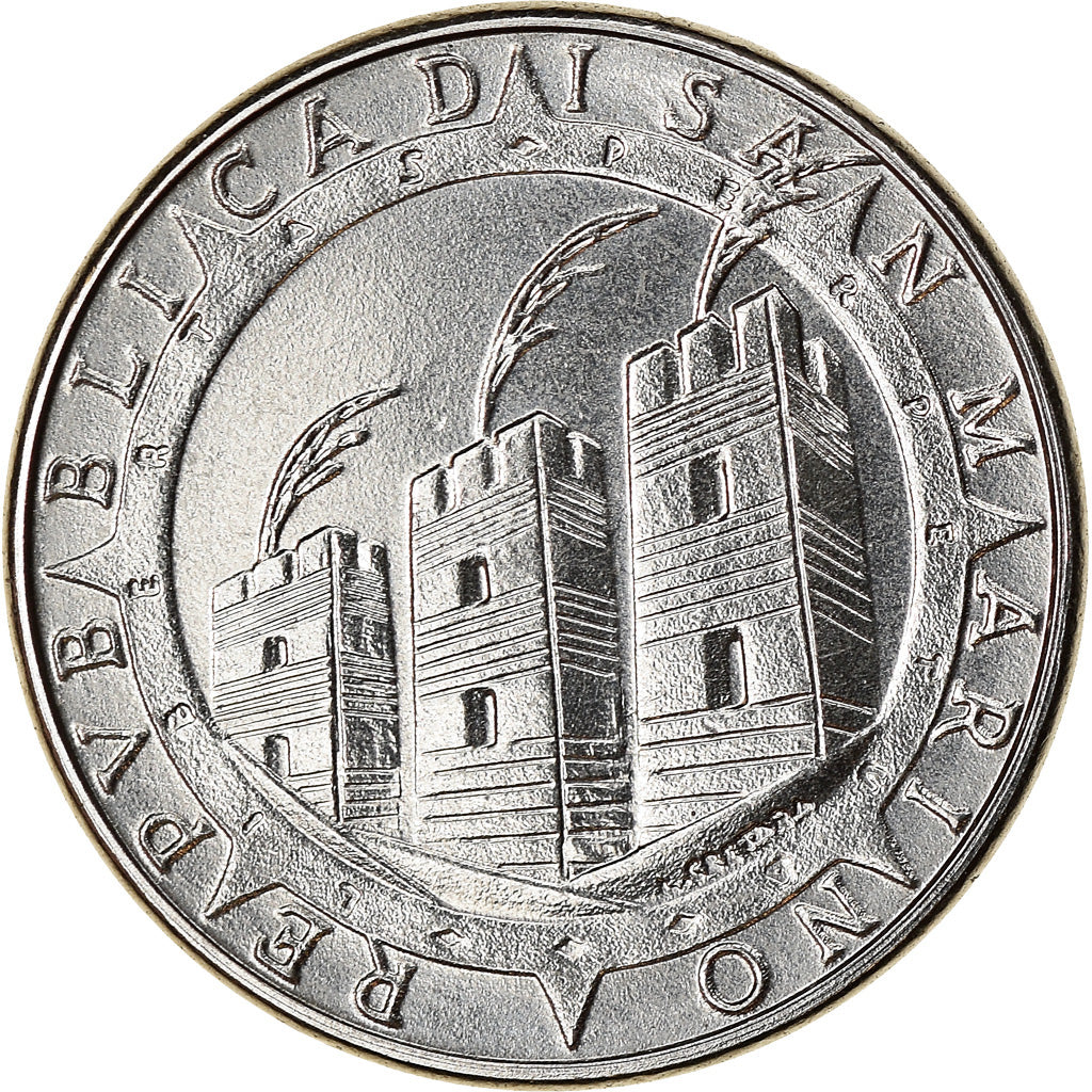 Coin, San Marino, 50 Lire, 1992, Rome, MS(63), Steel, KM:283