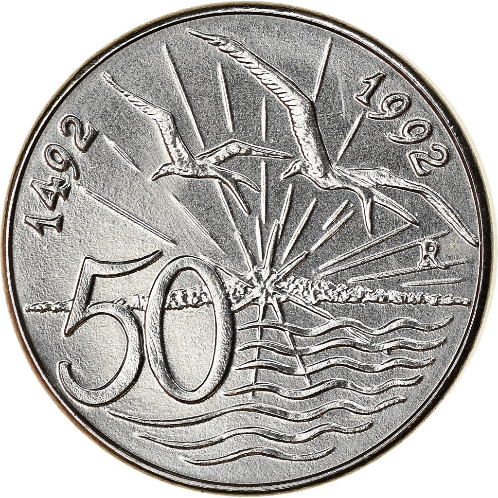 Coin, San Marino, 50 Lire, 1992, Rome, MS(63), Steel, KM:283