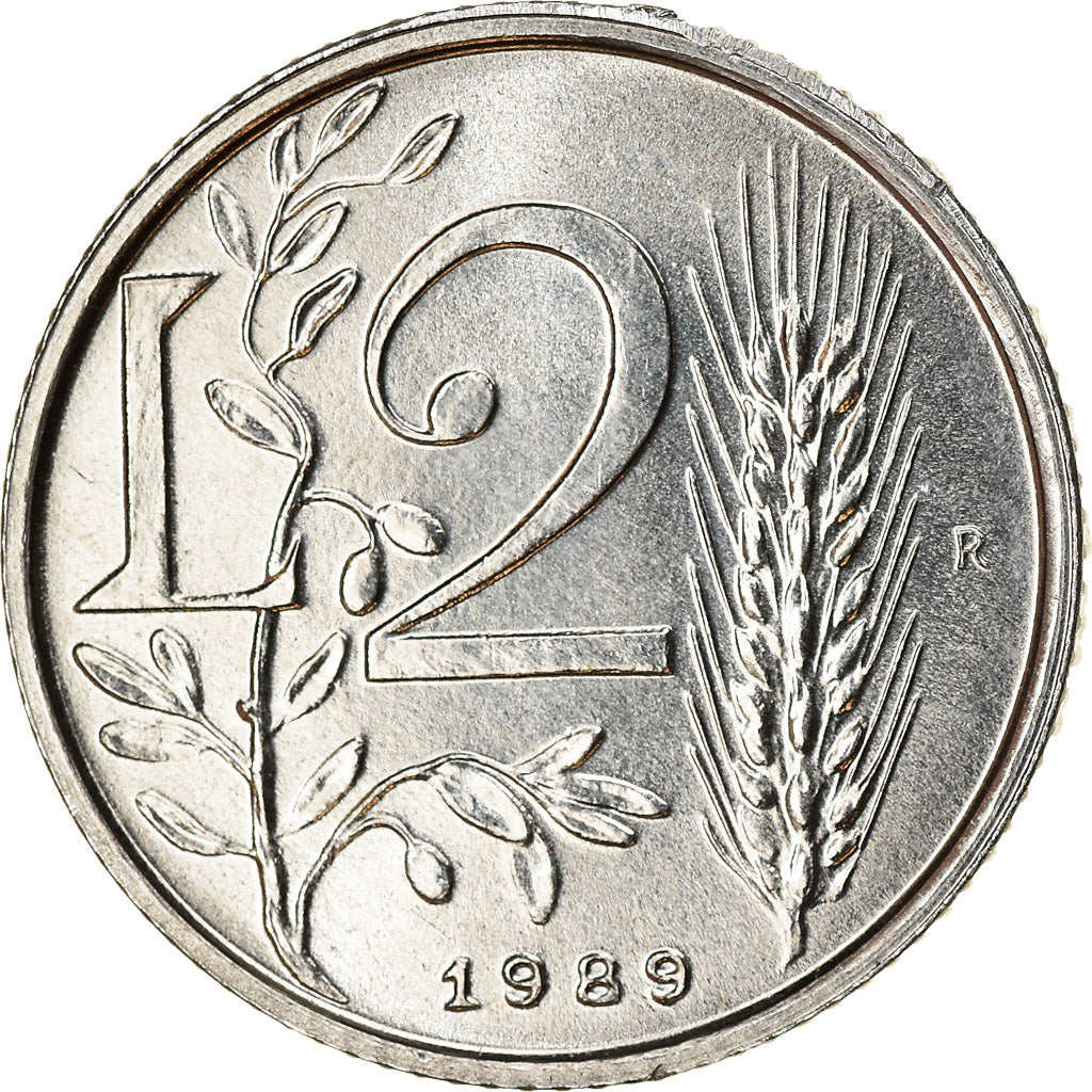 Coin, San Marino, 2 Lire, 1989, Rome, MS(63), Aluminum, KM:232