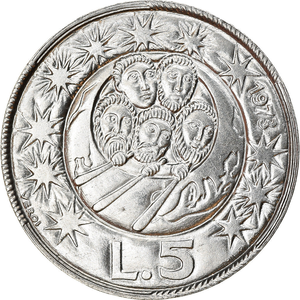 Monnaie, San Marino, 5 Lire, 1973, SPL, Aluminium, KM:24