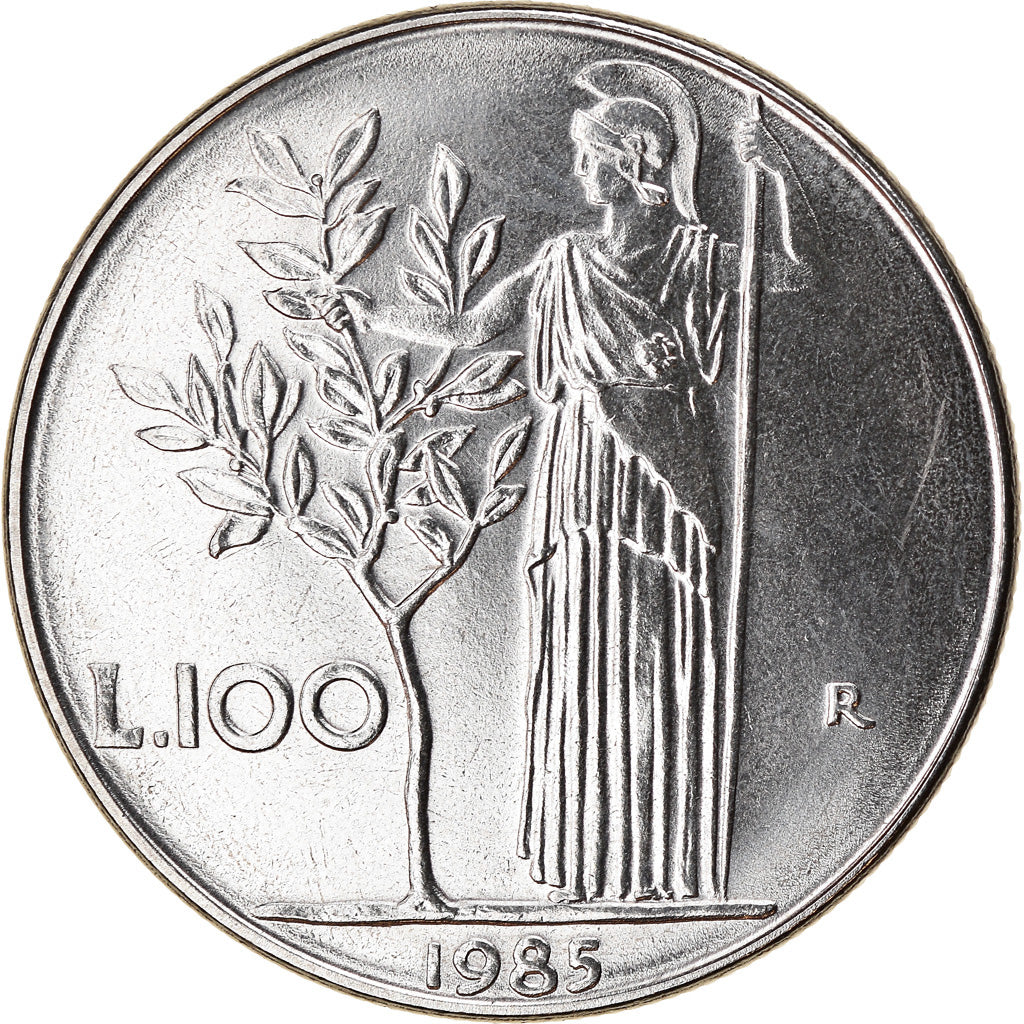 Coin, Italy, 100 Lire, 1985, Rome, MS(63), Stainless Steel, KM:96.1