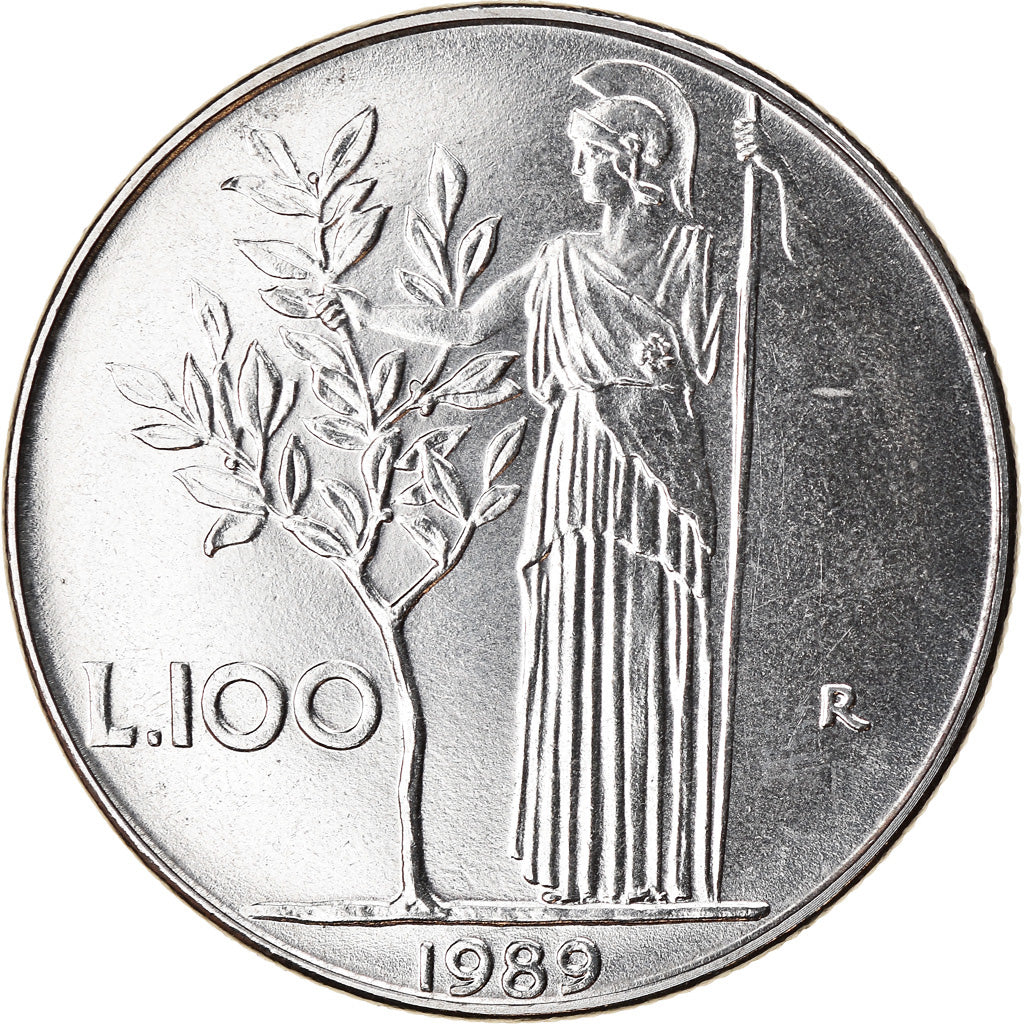 Moneta, Italia, 100 Lire, 1989, Rome, SPL, Acciaio inossidabile, KM:96.1