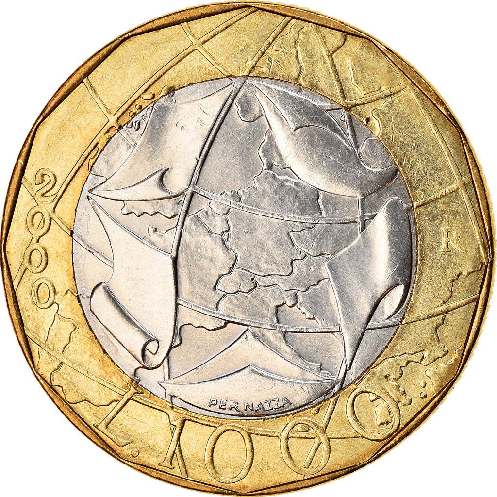 Coin, Italy, 1000 Lire, 2000, Rome, AU(50-53), Bi-Metallic, KM:194