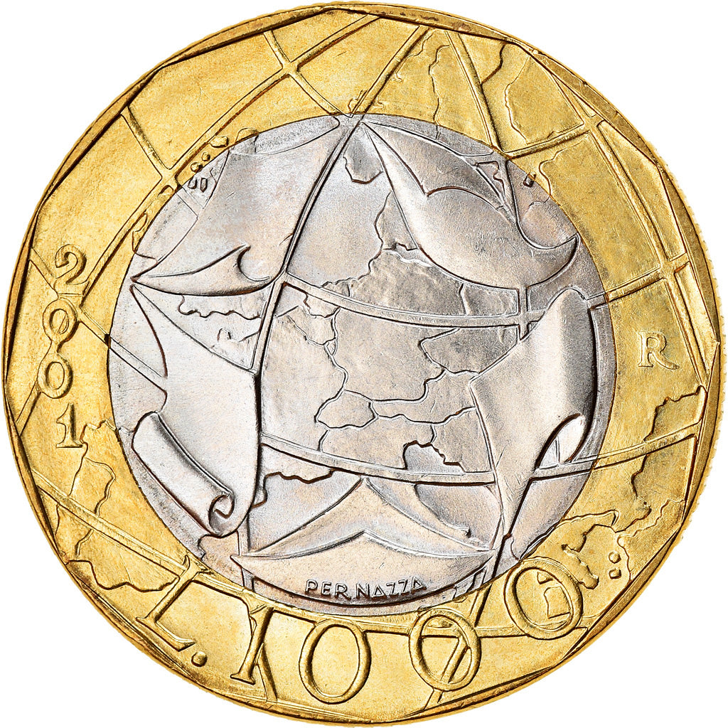 Münze, Italien, 1000 Lire, 2001, Rome, VZ, Bi-Metallic, KM:194