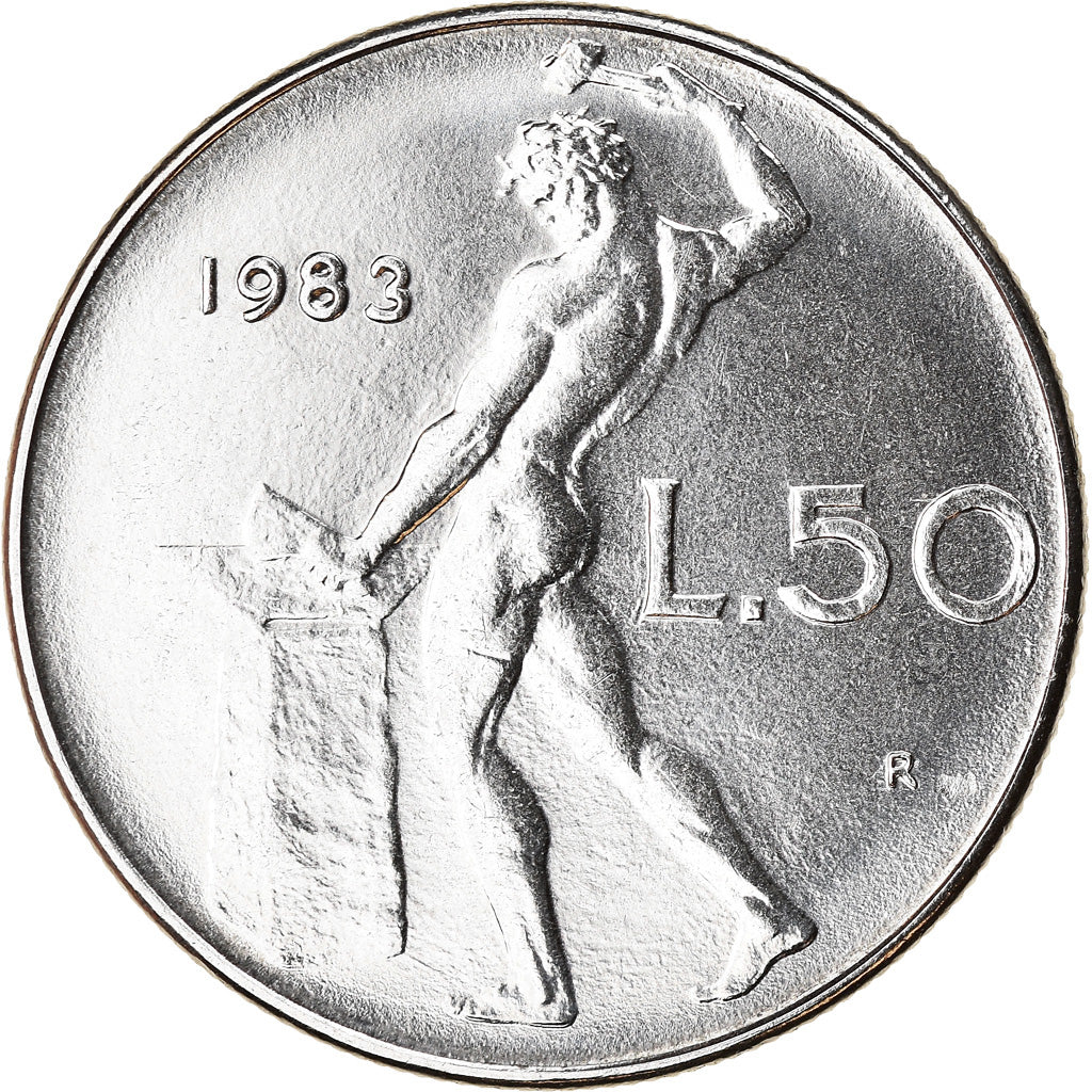 Coin, Italy, 50 Lire, 1983, Rome, MS(65-70), Stainless Steel, KM:95.1