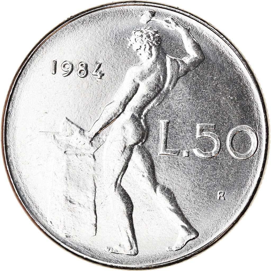 Coin, Italy, 50 Lire, 1984, Rome, MS(60-62), Stainless Steel, KM:95.1