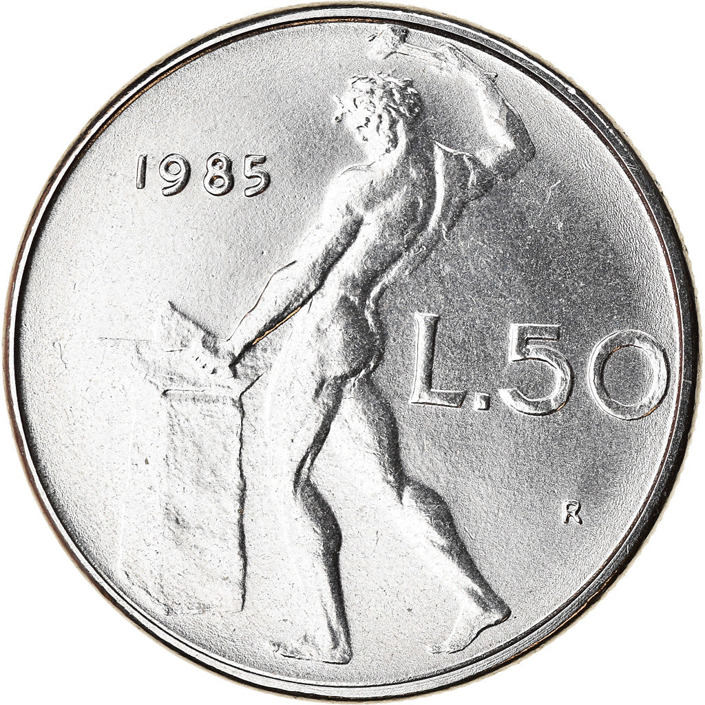 Moneta, Italia, 50 Lire, 1985, Rome, SPL, Acciaio inossidabile, KM:95.1