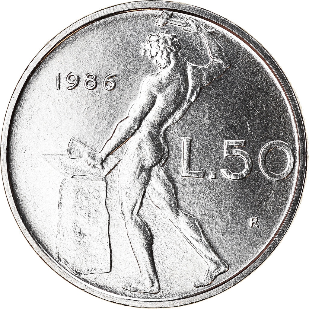 Münze, Italien, 50 Lire, 1986, Rome, VZ, Stainless Steel, KM:95.1