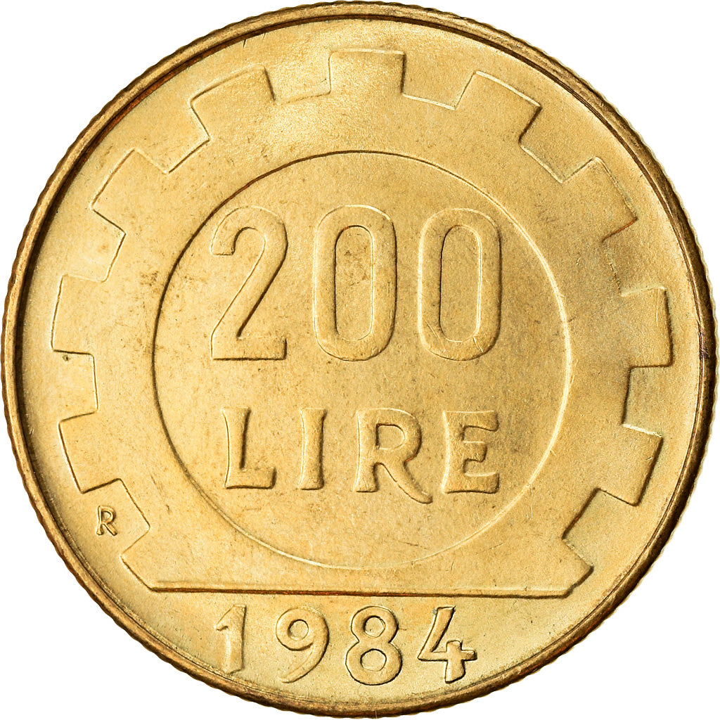Coin, Italy, 200 Lire, 1984, Rome, AU(50-53), Aluminum-Bronze, KM:105
