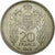 Coin, Monaco, 20 Francs, 1945, MS(60-62), Copper-nickel, KM:E20, Gadoury:MC137