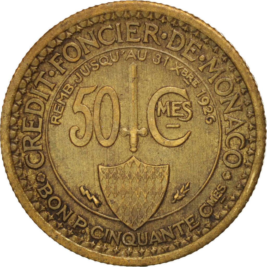 Monaco, Louis II, 50 Centimes, 1924, Poissy, TTB+, KM:110, Gadoury MC125