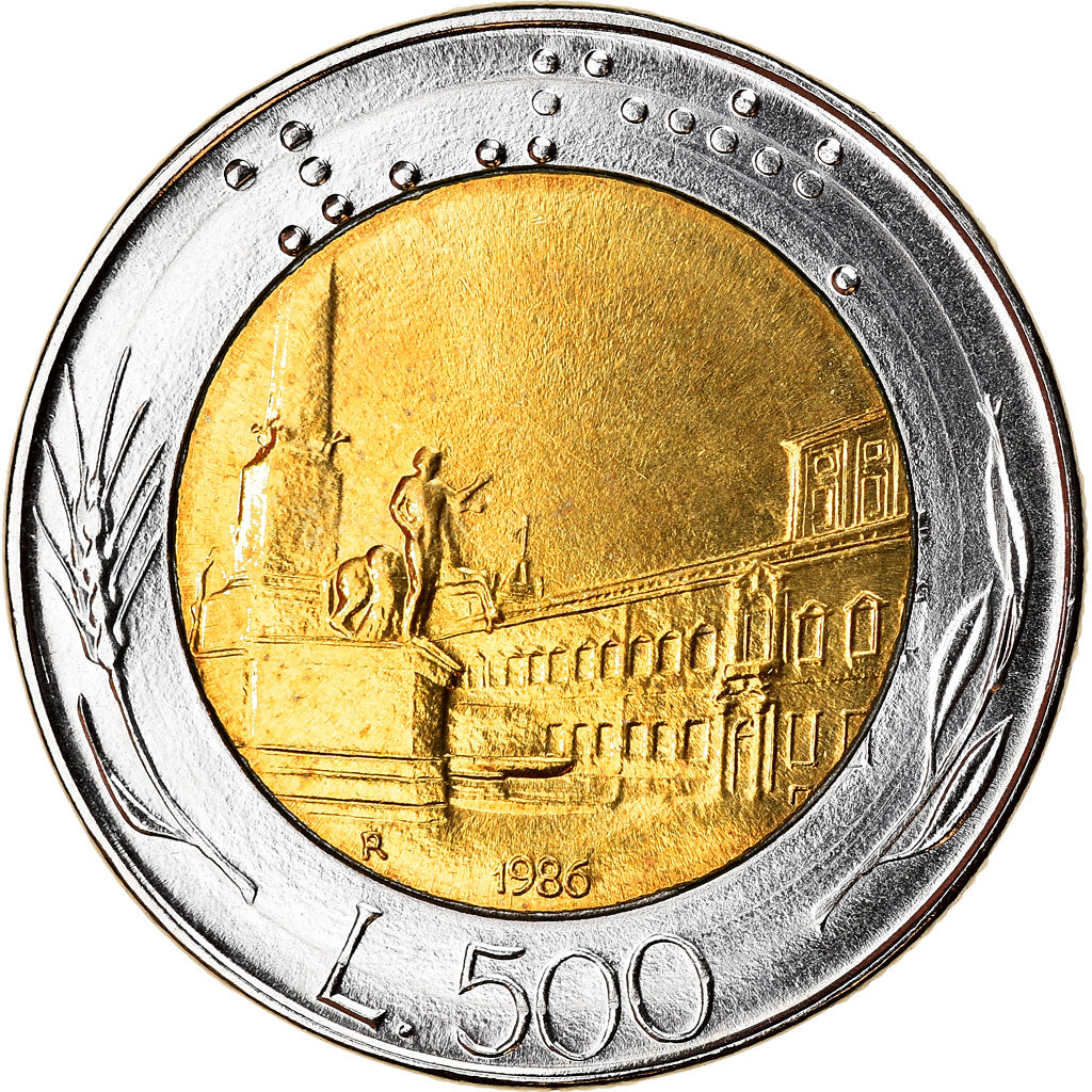 Coin, Italy, 500 Lire, 1986, Rome, MS(63), Bi-Metallic, KM:111