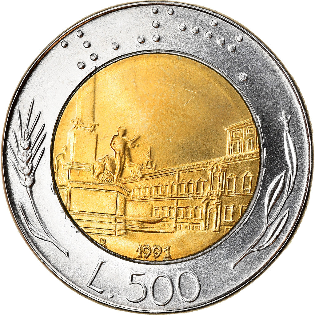 Munten, Italië, 500 Lire, 1991, Rome, PR, Bi-Metallic, KM:111
