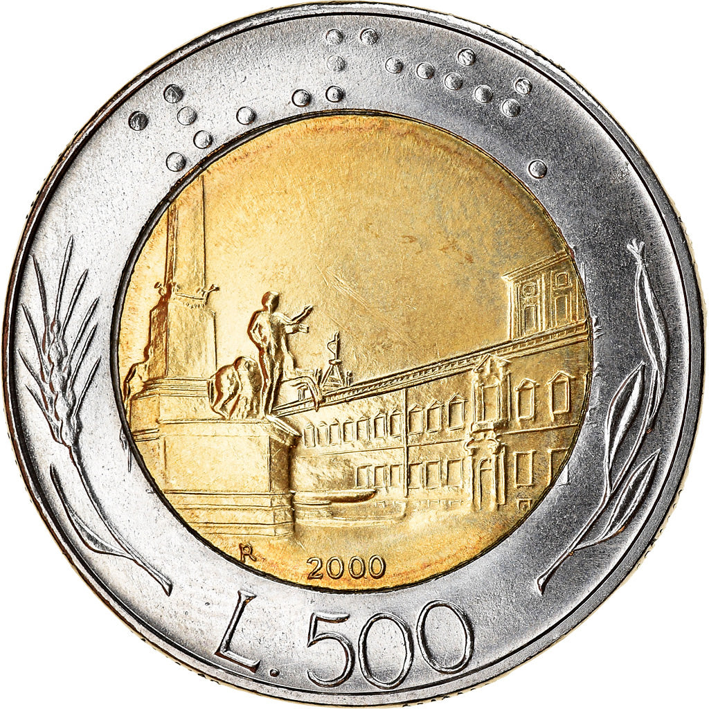 Coin, Italy, 500 Lire, 2000, Rome, AU(55-58), Bi-Metallic, KM:111