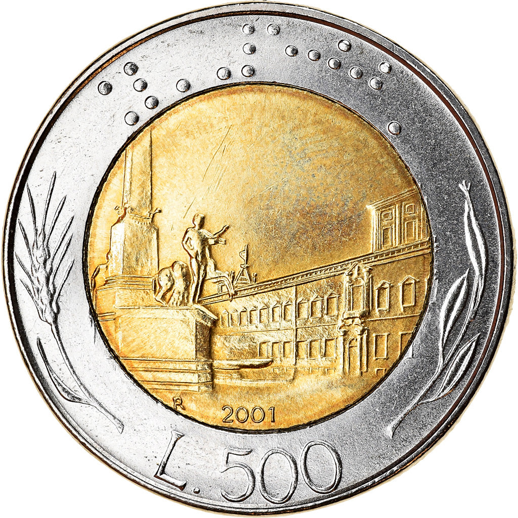 Coin, Italy, 500 Lire, 2001, Rome, MS(63), Bi-Metallic, KM:111
