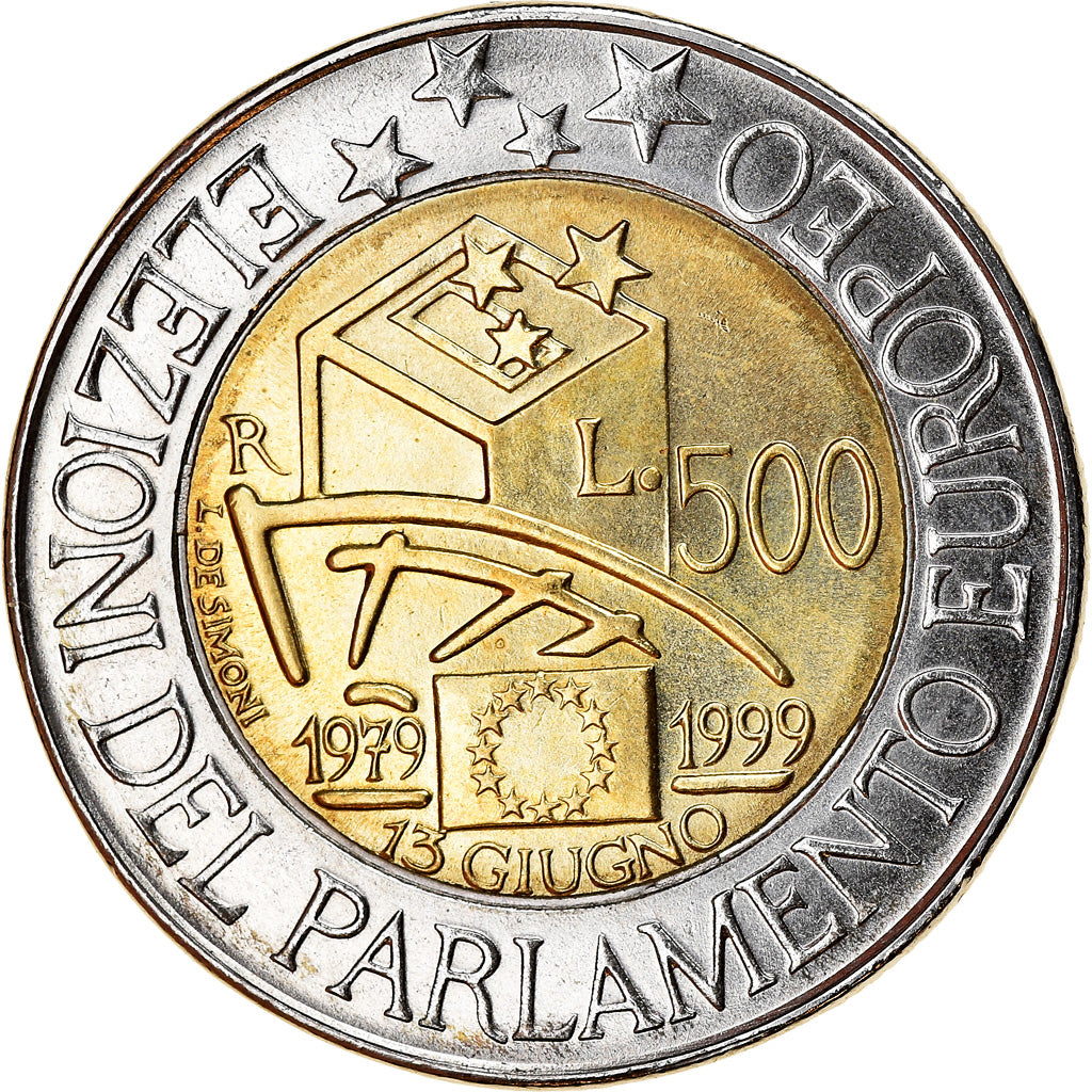 Coin, Italy, 500 Lire, 1999, Rome, EF(40-45), Bi-Metallic, KM:203