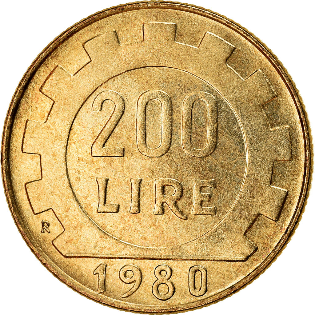 Moeda, Itália, 200 Lire, 1980, Rome, MS(63), Alumínio-Bronze, KM:105