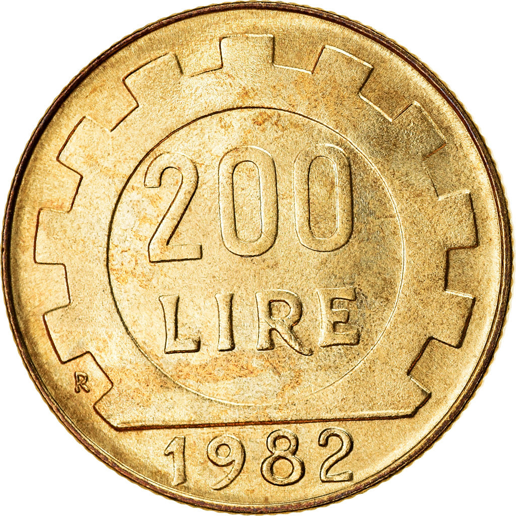 Coin, Italy, 200 Lire, 1982, Rome, AU(55-58), Aluminum-Bronze, KM:105