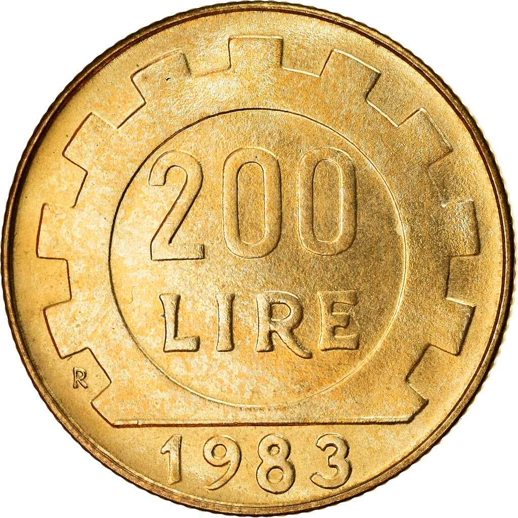 Moeda, Itália, 200 Lire, 1983, Rome, AU(50-53), Alumínio-Bronze, KM:105