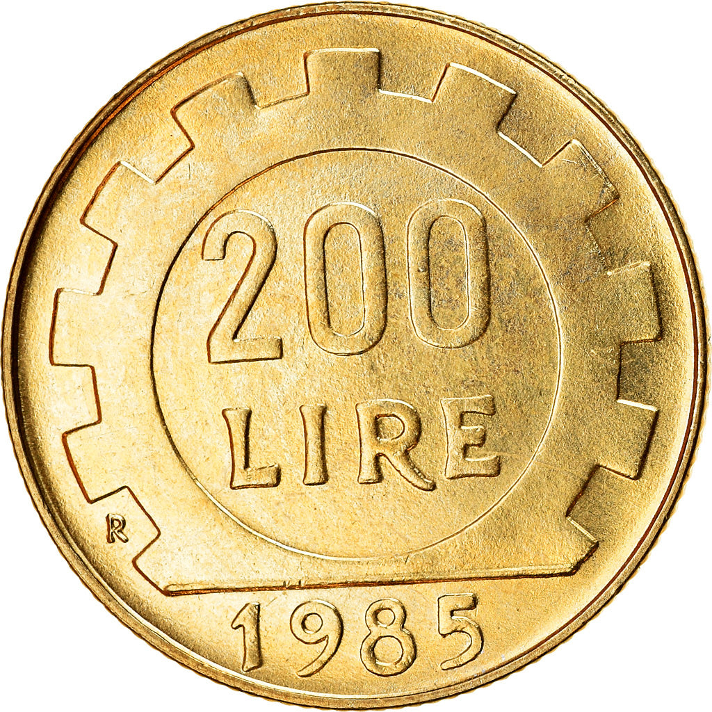 Coin, Italy, 200 Lire, 1985, Rome, MS(63), Aluminum-Bronze, KM:105